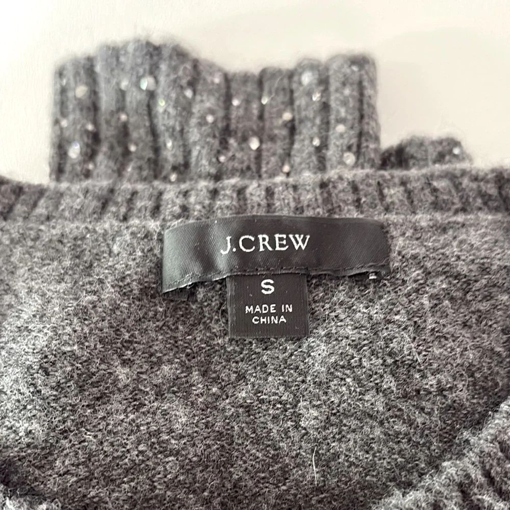 J. Crew Gemstone Sweater in Supersoft Yarn Grey Wool Alpaca Blend Holiday Size S